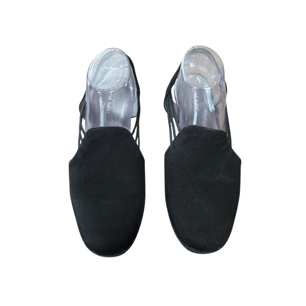 Women’s David Tate Size 8.5 WIDE Black Leather Upper “Nelly” Slingback Shoes - Picture 2 of 10